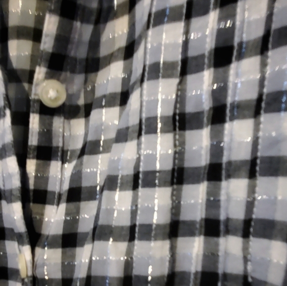LIZ Claiborne Black, white and Gray Checked Blouse. - Picture 2 of 5